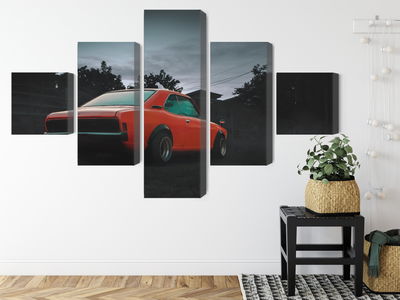 Ljuddämpande tavla - Orange retro car