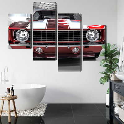 Ljuddämpande tavla - A red muscle car in a garage