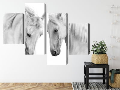 Ljuddämpande tavla - Two horses on a white