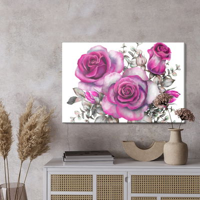 Ljuddämpande tavla - Watercolor roses and leaves