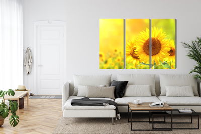 Ljuddämpande tavla - Blooming sunflowers 3d