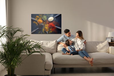 Ljuddämpande tavla - Coloured spices on spoons