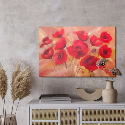Ljuddämpande tavla - Red poppies like painted