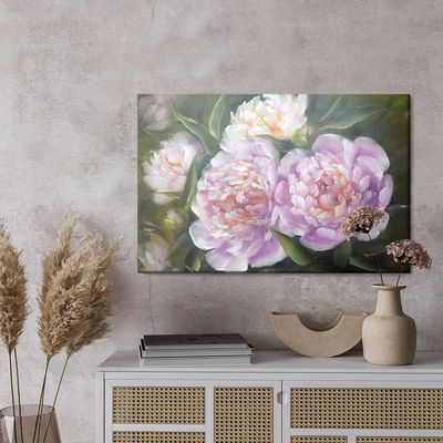 Ljuddämpande tavla - Peonies roses and leaves as