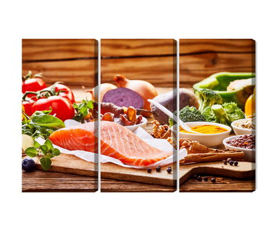 Ljuddämpande tavla - Salmon among vegetables