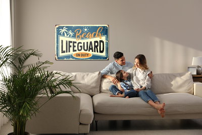 Akoestisch schilderij - Beach typography in vintage