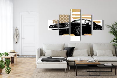 Ljuddämpande tavla - American muscle car with Usa