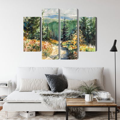 Ljuddämpande tavla - Forest landscape painted