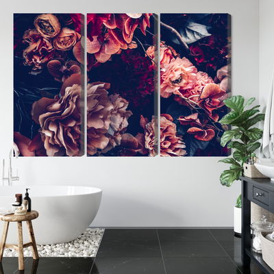 Ljuddämpande tavla - Colorful flowers in a retro