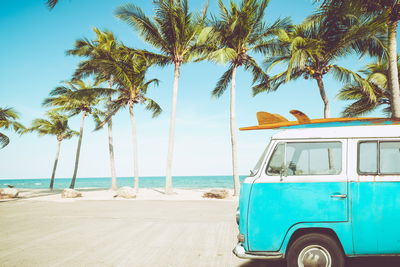 Ljuddämpande tavla - Car and tropical beach