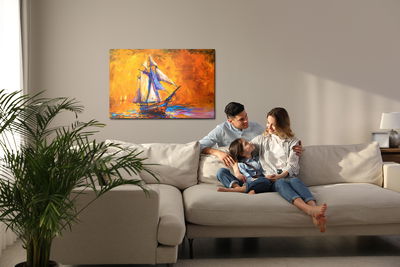 Ljuddämpande tavla - Sailboat in the sea