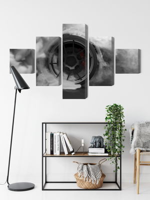 Ljuddämpande tavla - Car wheel in a cloud of 3d