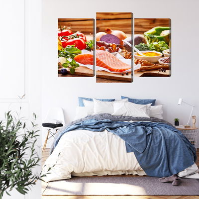 Ljuddämpande tavla - Salmon among vegetables