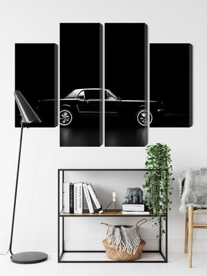 Ljuddämpande tavla - Black retro car on a dark