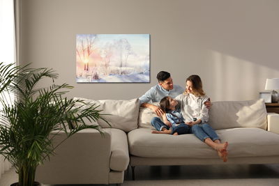 Ljuddämpande tavla - Sunrise in the winter forest