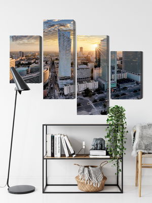 Ljuddämpande tavla - Warsaw skyscrapers at sunset