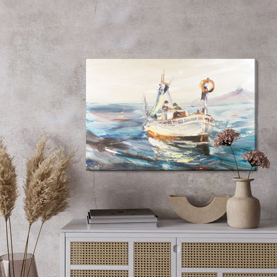 Ljuddämpande tavla - Sea ship and fishermen