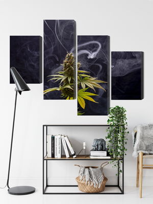 Ljuddämpande tavla - Cannabis plant on a smoky