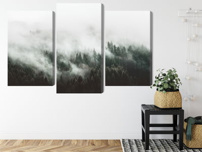 Ljuddämpande tavla - Misty 3d forest landscape