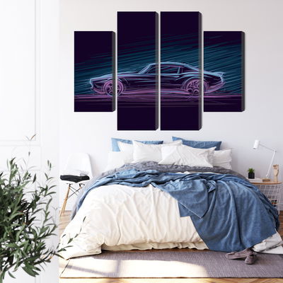 Ljuddämpande tavla - Neon muscle car