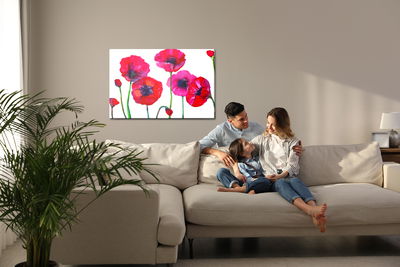 Ljuddämpande tavla - Beautiful watercolor poppies