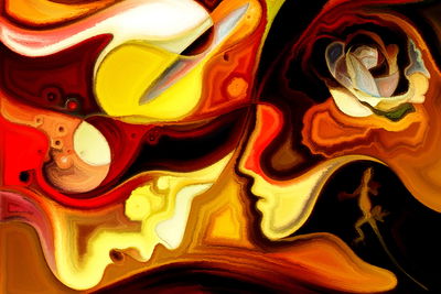 Ljuddämpande tavla - Abstract human faces