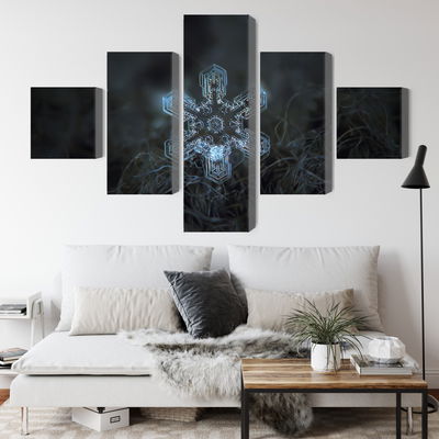 Ljuddämpande tavla - Snow flake in 3d macro scale