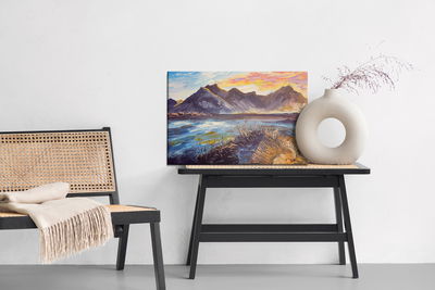 Ljuddämpande tavla - Painted mountain landscape