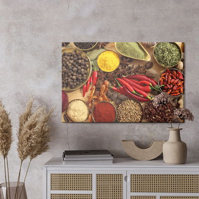 Ljuddämpande tavla - Bowls with spices and herbs