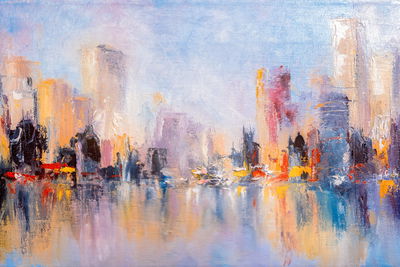 Ljuddämpande tavla - Abstract city panorama