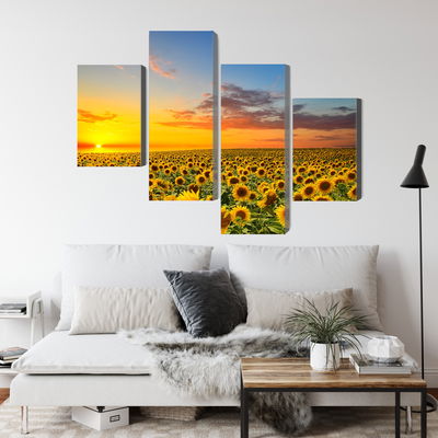 Ljuddämpande tavla - Sunset over a 3d sunflower