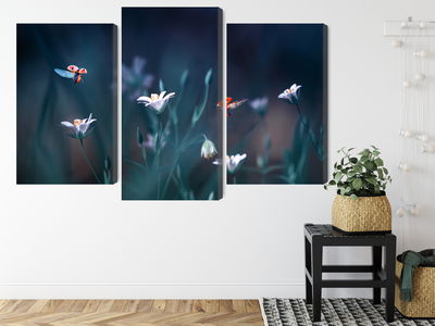 Ljuddämpande tavla - Ladybugs and wildflowers