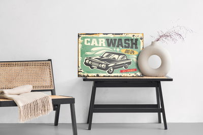 Ljuddämpande tavla - Old car and retro lettering