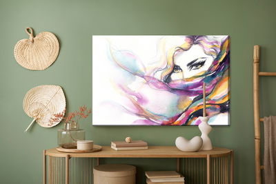 Ljuddämpande tavla - Colorful watercolor portrait