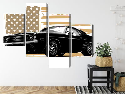 Ljuddämpande tavla - American muscle car with Usa