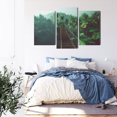 Ljuddämpande tavla - Rope bridge in the jungle 3d