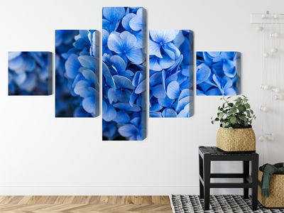 Ljuddämpande tavla - Blue hydrangea flowers close