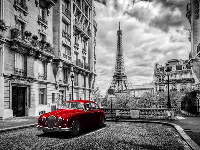 Ljuddämpande tavla - Red car in retro style