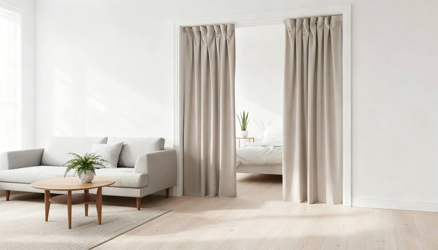 Ljudabsorberande rumsavdelare i tyg