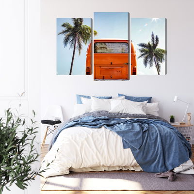 Ljuddämpande tavla - Retro car between palm trees