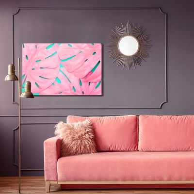 Ljuddämpande tavla - Pink decorative monstera