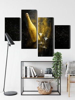 Ljuddämpande tavla - Golden bottle of champagne