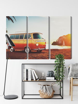 Ljuddämpande tavla - Retro car on the beach