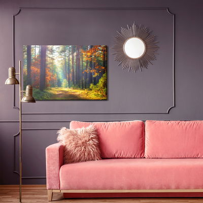 Ljuddämpande tavla - Autumn forest in the morning
