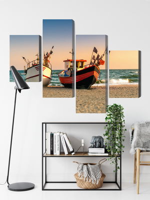 Ljuddämpande tavla - Fishing boats on the beach