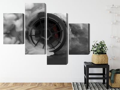 Ljuddämpande tavla - Car wheel in a cloud of 3d