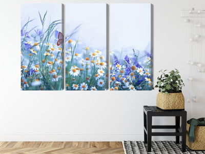 Ljuddämpande tavla - Butterfly and wildflowers