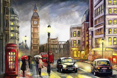 Ljuddämpande tavla - Cars and bus in London