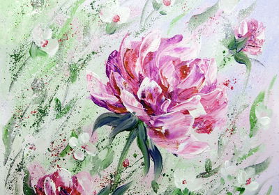 Ljuddämpande tavla - Peonies roses as painted