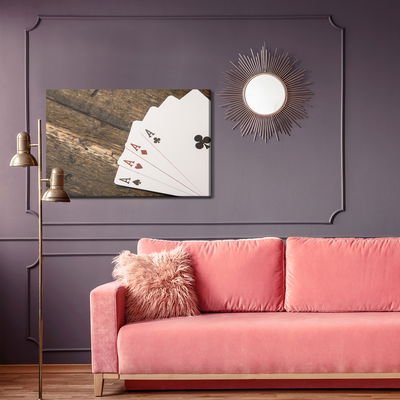 Ljuddämpande tavla - Aces on a wooden table